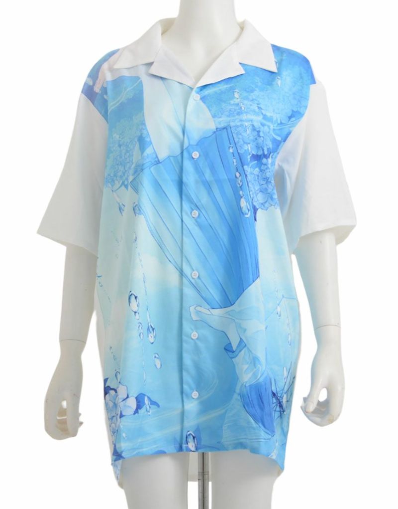 新品未開封　『ililil/イルイルイル』雨と紫陽花と少女 開襟シャツ ililil【イルイルイル】雨と紫陽花と少女 開襟シャツ/全1色
