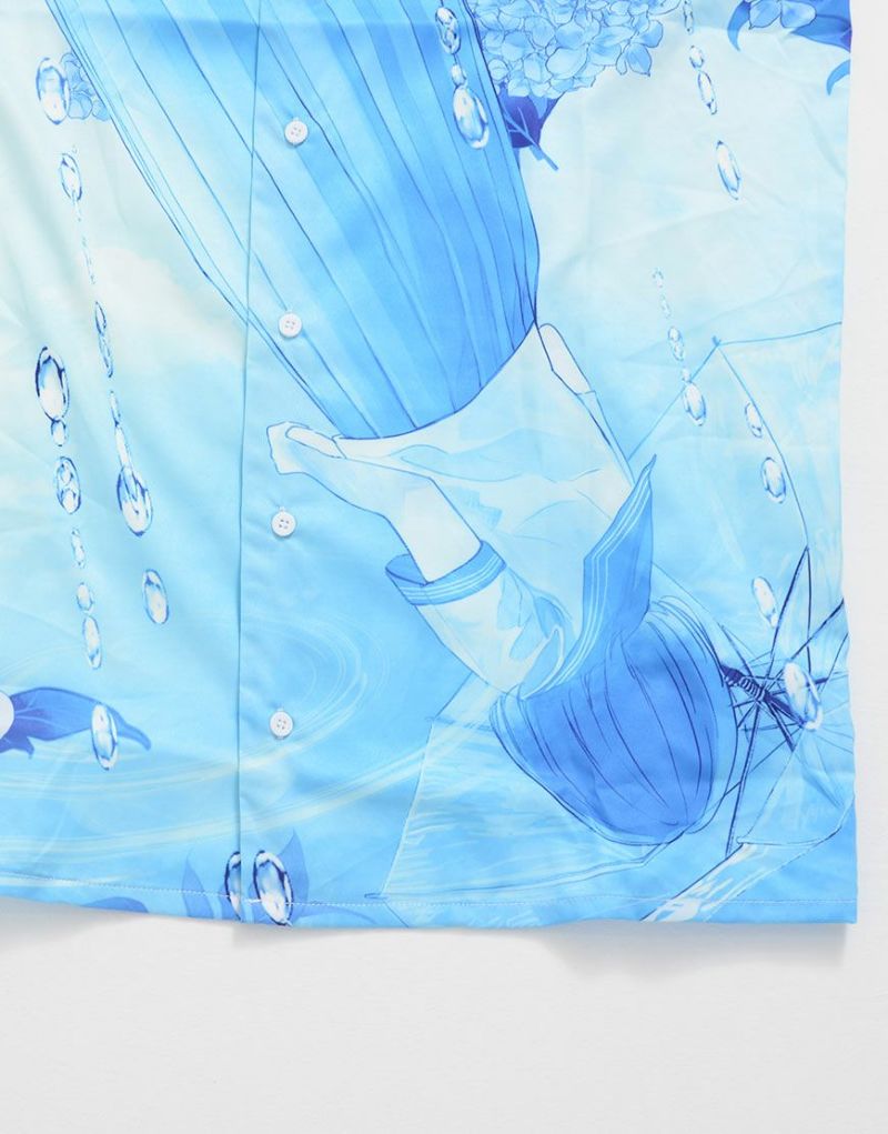 新品未開封　『ililil/イルイルイル』雨と紫陽花と少女 開襟シャツ ililil【イルイルイル】雨と紫陽花と少女 開襟シャツ/全1色