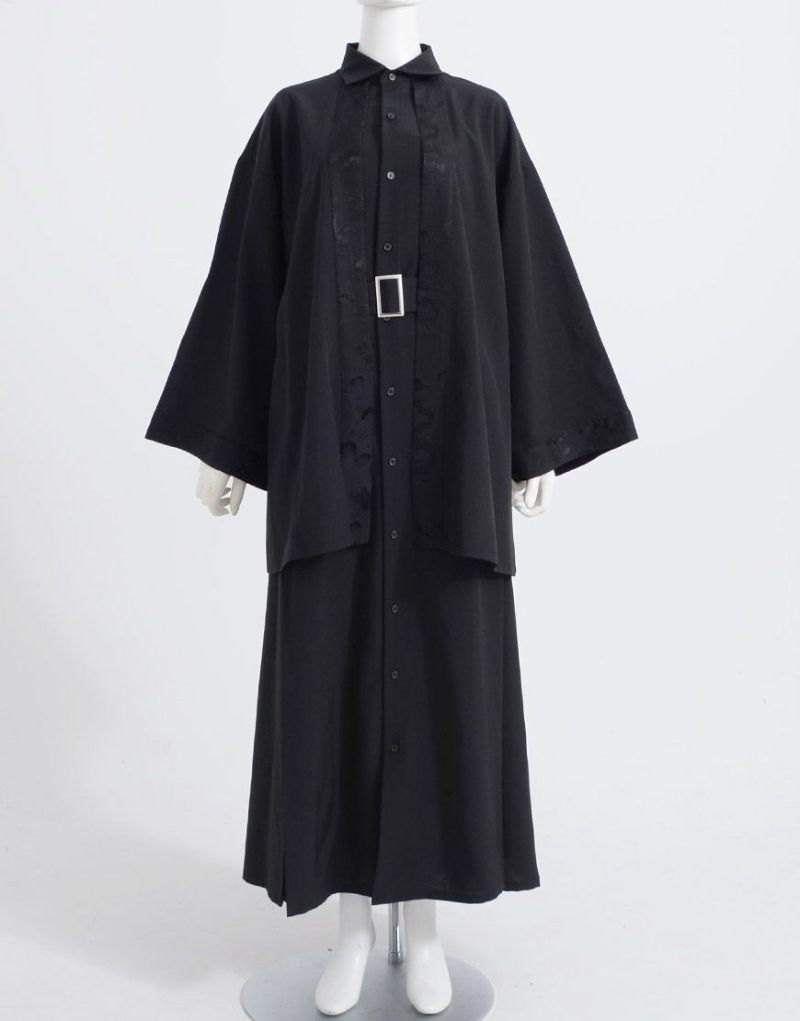 ililil イルイルイル【龍雲幻月】 羽織付きロングシャツ ililil【イルイルイル】切り替え和風シャツワンピース/全1色