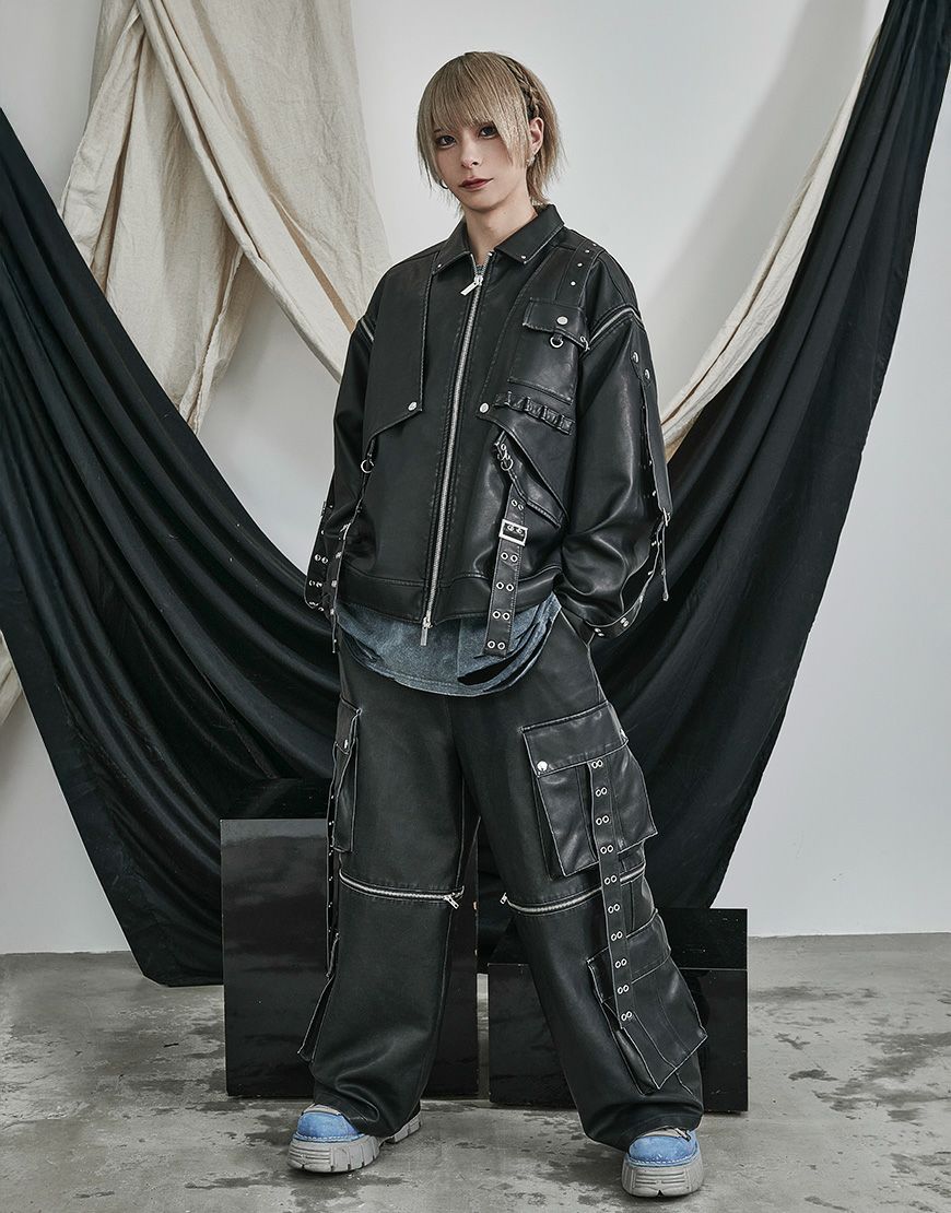 【ililil】ジャケットインナー3点セット ililil【イルイルイル】2way gimmick synthetic leather blouson