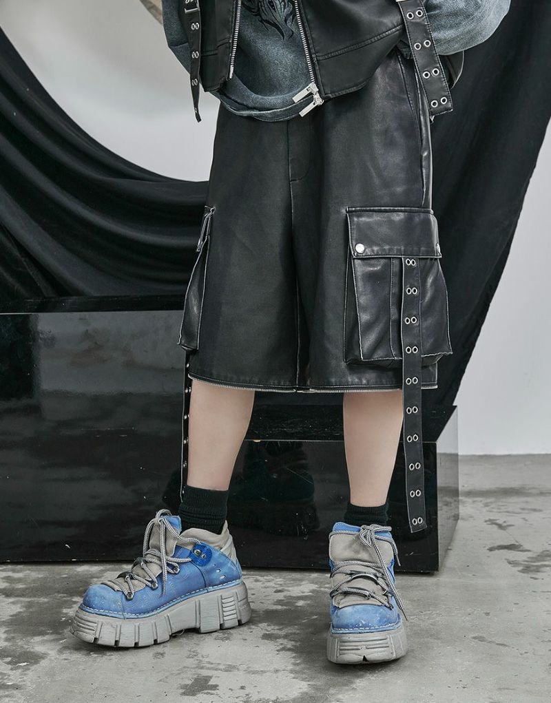 ililil【イルイルイル】2way gimmick synthetic leather cargo pants